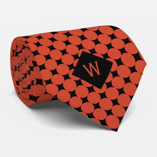 Orange Business Circles Monogram Krawatte (Gerollt)