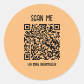 Orange | Business QR Code Scannable Runder Aufkleber (Vorderseite)