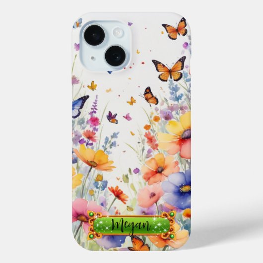 Orange Butterflies Blume Field iPhone / iPad Gehäu Case-Mate iPhone Hülle (Rückseite)