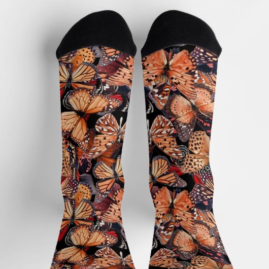 Orange Butterflies Socken (Oben)