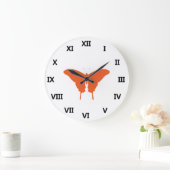 Orange Butterfly Art Große Wanduhr (Zuhause)