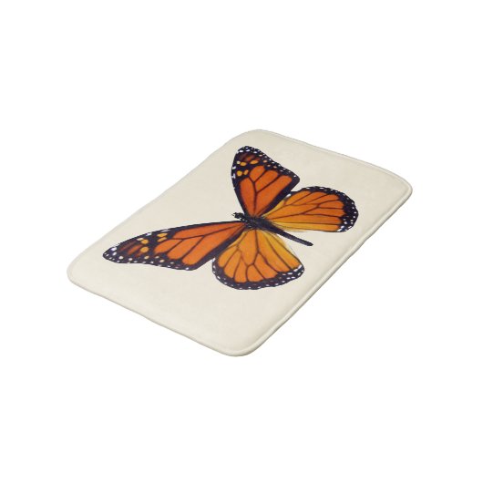 Orange Butterfly Bath Mat Badematte (Schrägansicht)