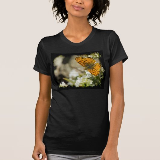 Orange Butterfly Black Edge T-Shirt (Vorderseite)