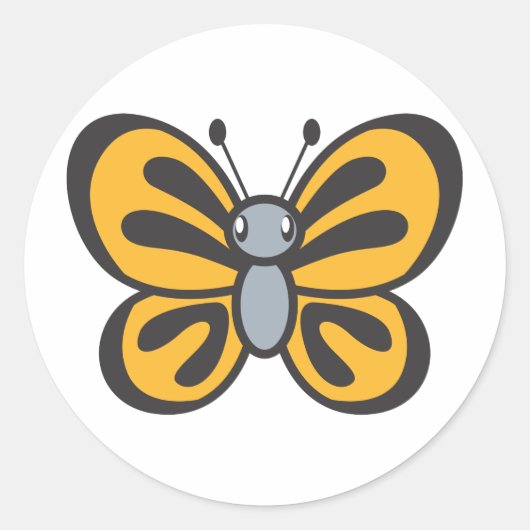 Orange Butterfly Cartoon Runder Aufkleber (Vorderseite)
