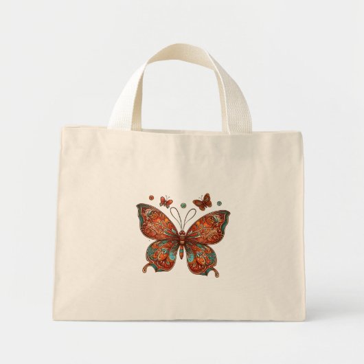 Orange Butterfly Design Mini Stoffbeutel (Vorne)