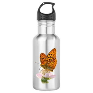 Orange Butterfly Floral Edelstahl-Wasserflasche Edelstahlflasche