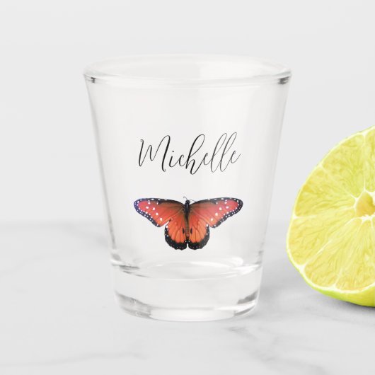 Orange Butterfly Frack Elegant Schnapsglas (Vorderseite)