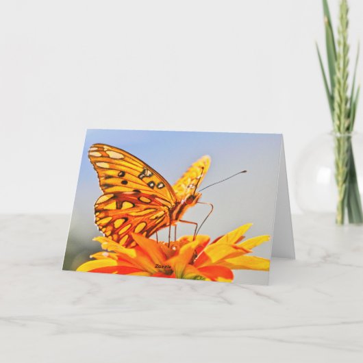 Orange Butterfly Fütternd Dankeskarte (Rückseite)