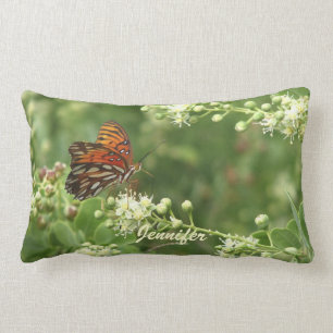 Orange Butterfly Green Personalisiert Name Lendenkissen