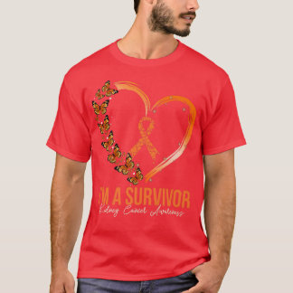 Orange Butterfly Herz Im A Survivor Nierenkrebs T-Shirt