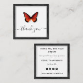 Orange Butterfly Illustration Danke Classic Quadratische Visitenkarte (Vorne/Hinten)
