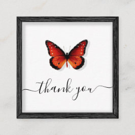 Orange Butterfly Illustration Danke Classic Quadratische Visitenkarte