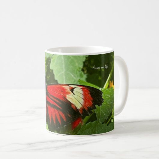 Orange Butterfly Kaffeetasse (VorderseiteRechts)