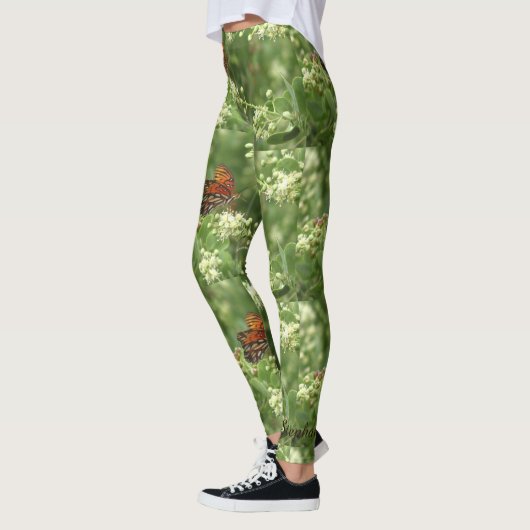 Orange Butterfly Leggings mit Personalisiertem Nam (Links)