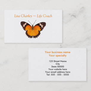 Orange Butterfly Life Coach Business Card Visitenkarte