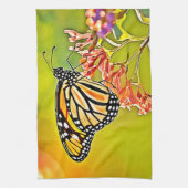Orange Butterfly on Pink Blossom Design Geschirrtuch (Vertikal)
