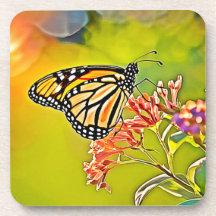 Orange Butterfly on Pink Blossom Design