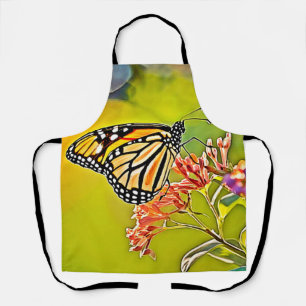 Orange Butterfly on Pink Blossom Design Schürze