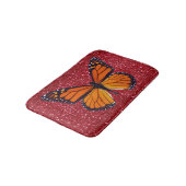 Orange Butterfly On Red Glitzer Bath Mat Badematte (Schrägansicht)