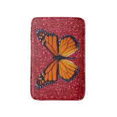 Orange Butterfly On Red Glitzer Bath Mat Badematte (Vorderseite Vertikal)