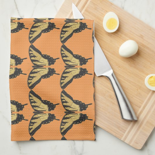 Orange Butterfly Pattern Geschirrtuch (Viertel Falte)