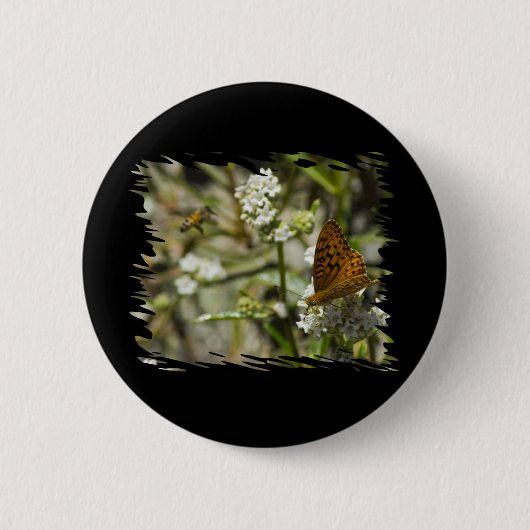 Orange Butterfly und Biene Button (Vorderseite)