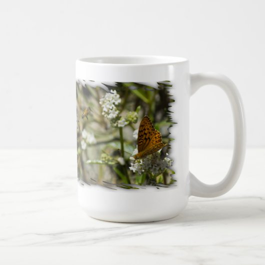 Orange Butterfly und Biene Kaffeetasse (Rechts)