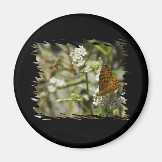 Orange Butterfly und Biene Magnet (Vorne)