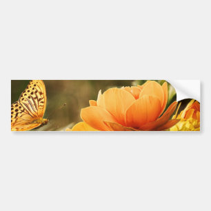Orange Butterfly und Blume Autoaufkleber