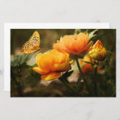 Orange Butterfly und Blume Briefpapier (Vorne/Hinten)