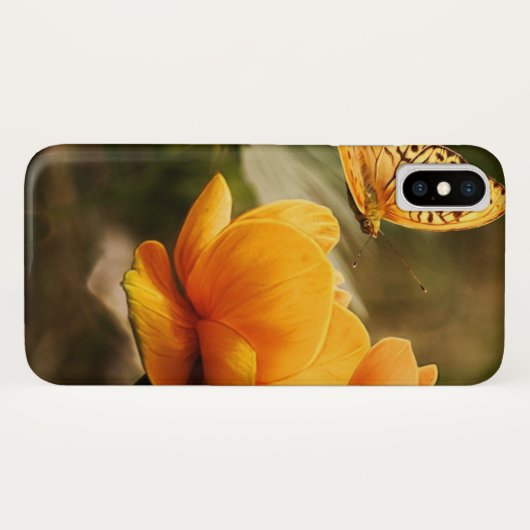 Orange Butterfly und Blume Case-Mate iPhone Hülle (Rückseite (Horizontal))