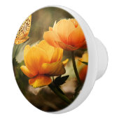 Orange Butterfly und Blume Keramikknauf (Rechts)