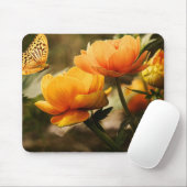 Orange Butterfly und Blume Mousepad (Mit Mouse)