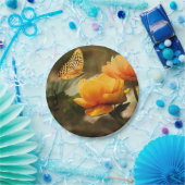 Orange Butterfly und Blume Pappteller (Party)