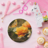 Orange Butterfly und Blume Pappteller (Party)