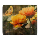 Orange Butterfly und Blume Schneidebrett (Vorderseite)