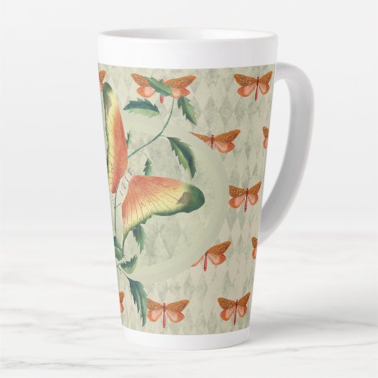 Orange Butterfly Vine Latte Tasse (Rechte Ecke)