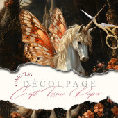 Orange Butterfly Winged Unicorn Decoupage Seidenpapier
