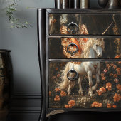 Orange Butterfly Winged Unicorn Decoupage Seidenpapier