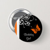 Orange Butterly Wirbel Button (Vorne & Hinten)