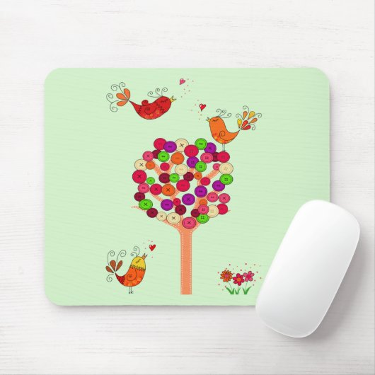Orange Button Tree Mousepad (Mit Mouse)