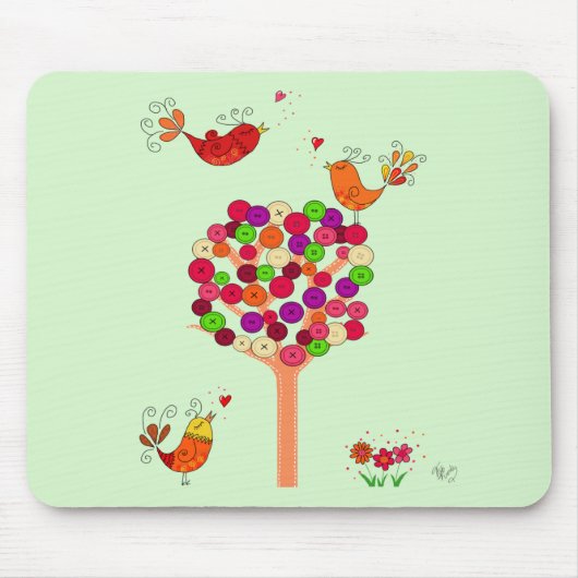 Orange Button Tree Mousepad (Vorne)