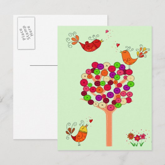 Orange Button Tree Postkarte (Vorne/Hinten)