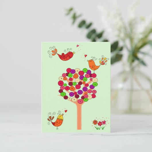 Orange Button Tree Postkarte (Stehend Vorderseite)