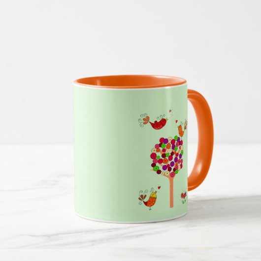 Orange Button Tree Tasse (VorderseiteRechts)