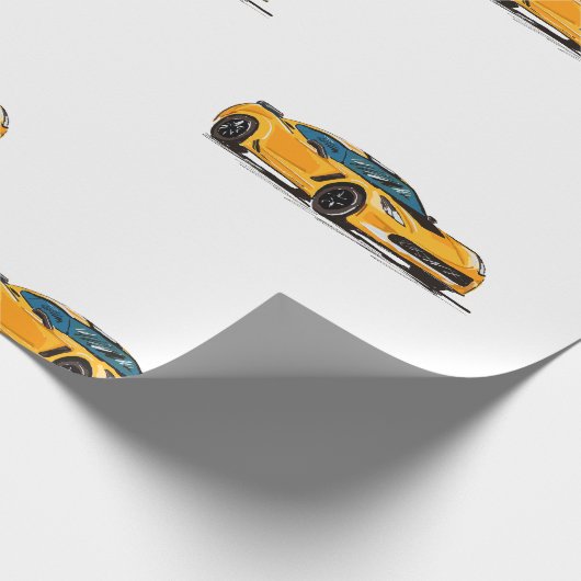 Orange C7 Corvette Wrapping Paper Geschenkpapier (Ecke)