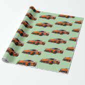 Orange C8 Corvette Sportwagen Handgezeichnet Geschenkpapier (Ungerollt)