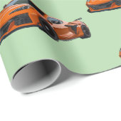 Orange C8 Corvette Sportwagen Handgezeichnet Geschenkpapier (Rolleneckpunkt)