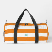 Orange Cabana Streifen und Personalisierte Aquamar Duffle Bag (Rückseite)