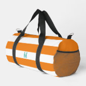 Orange Cabana Streifen und Personalisierte Aquamar Duffle Bag (Rechte Ecke)